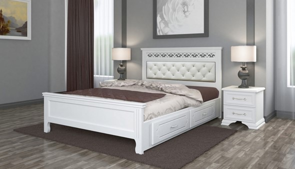 Кровать с выкатными ящиками Грация (Белый Античный) 140х200 в Альметьевске - изображение