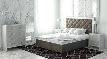 Кровать двуспальная Сарма Манхэттен 180х200 (с основанием), с высотой спинки - 140 см в Набережных Челнах