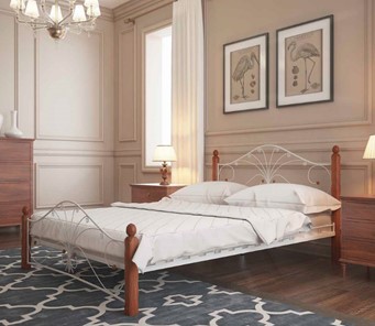 Двуспальная кровать Фортуна 1, 1600, белый/махагон в Нижнекамске