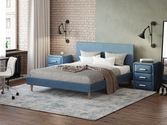 Кровать Claro 160х200, Рогожка (Тетра Голубой) в Альметьевске - изображение