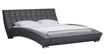 Двуспальная кровать Оливия 160 арт. Марика 485 к/з (серый) с основанием в Нижнекамске