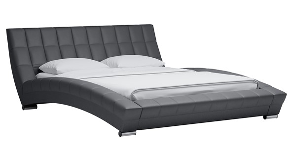 Двуспальная кровать Оливия 160 арт. Марика 485 к/з (серый) с основанием в Нижнекамске - изображение