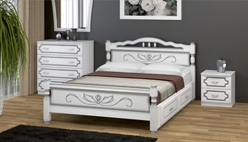 Кровать с выкатными ящиками Карина-5 (Белый Жемчуг) 90х200 в Нижнекамске - предосмотр