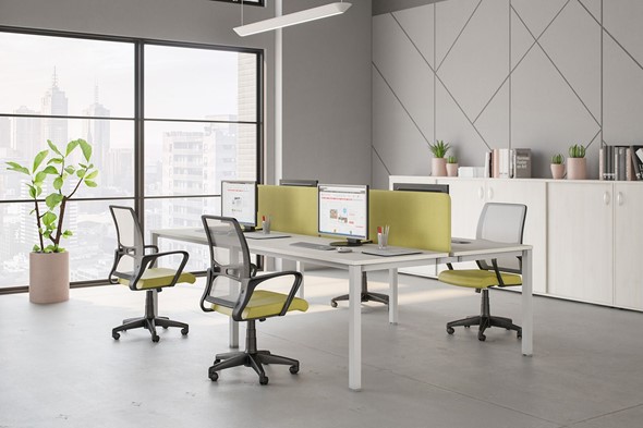 Набор мебели в офис Комфорт КФ (белый премиум) на белом металокаркасе в Альметьевске - изображение