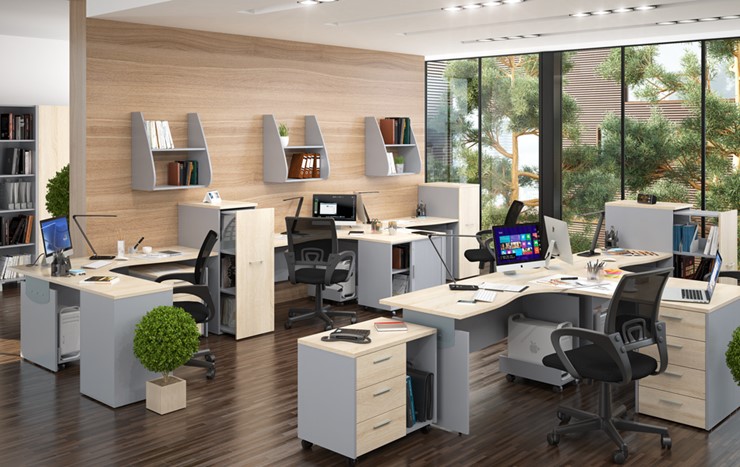 Набор мебели в офис OFFIX-NEW для 4 сотрудников с двумя шкафами в Нижнекамске - изображение 1