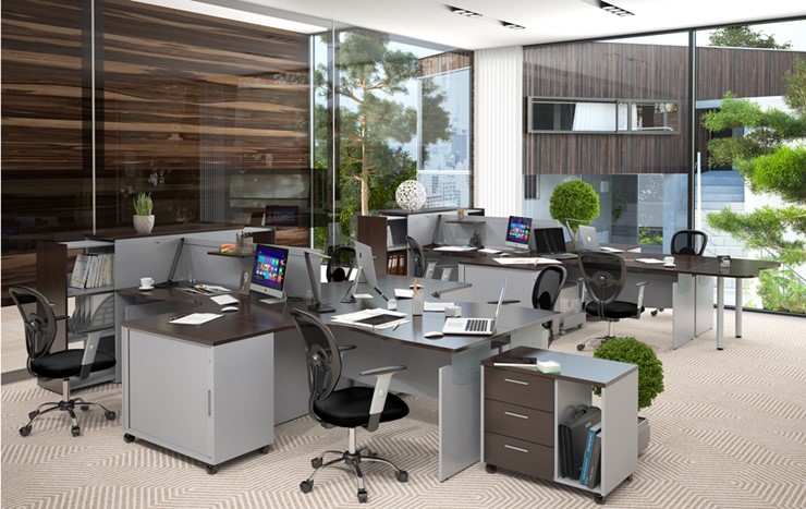 Офисная мебель OFFIX-NEW для двух сотрудников и руководителя в Альметьевске - изображение 1