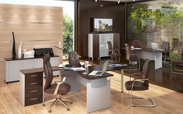 Офисная мебель OFFIX-NEW для двух сотрудников и руководителя в Зеленодольске