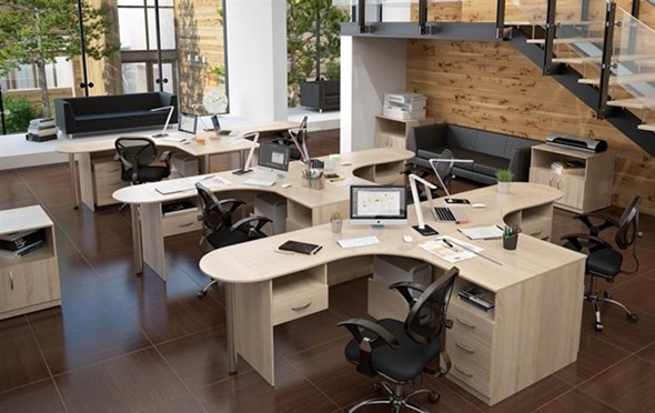 Мебель для персонала SIMPLE с эргономичными столами и тумбами в Альметьевске - изображение