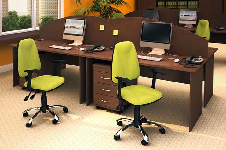Офисный комплект мебели Moно-Люкс для 4 сотрудников с подкатными тумбами в Нижнекамске - изображение