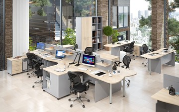 Набор мебели в офис OFFIX-NEW для 4 сотрудников с двумя шкафами в Казани - предосмотр