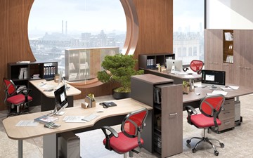 Офисный комплект мебели Xten, для двух сотрудников с тумбой в Казани