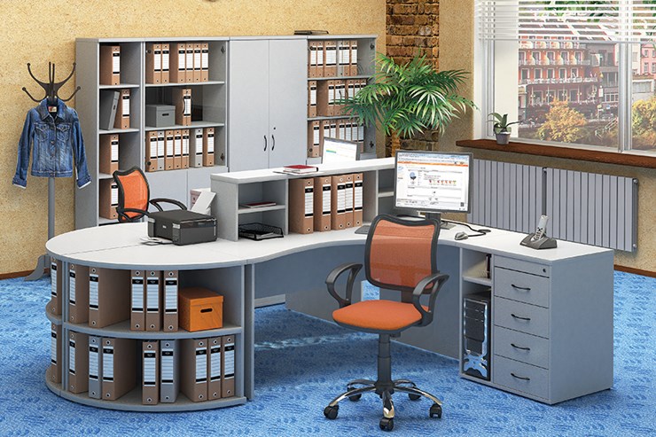 Офисный набор мебели Moно-Люкс для 2 сотрудников с большим шкафом и тумбами в Альметьевске - изображение