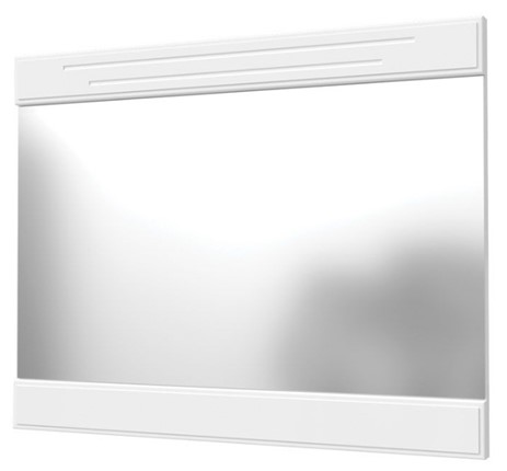 Зеркало навесное Олимп с декоративными планками (белый) в Нижнекамске - изображение