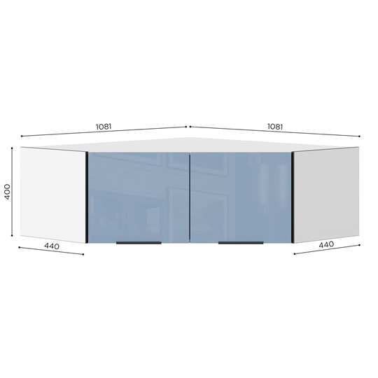 Антресоль углового шкафа 45 гр Урбан ЛД 528.320.000, Белый/Капри Синий в Альметьевске - изображение 1