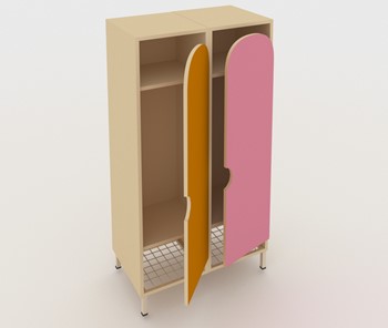 Распашной детский шкаф ШГС2 Беж + Розовый+Оражневый в Нижнекамске