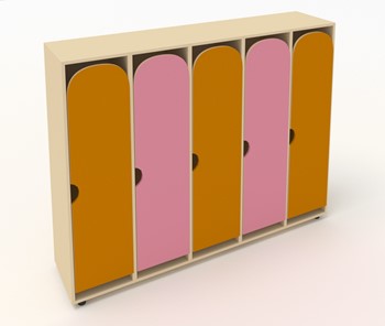 Детский шкаф распашной ШГ5У Беж+Оранжевый+Розовый в Альметьевске