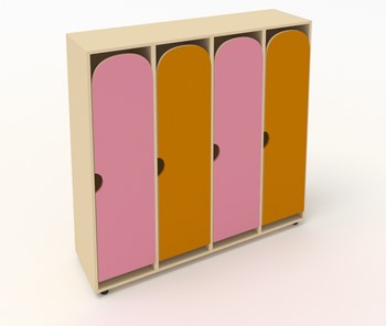 Детский распашной шкаф ШГ4У Беж+Оранжевый+Розовый в Набережных Челнах