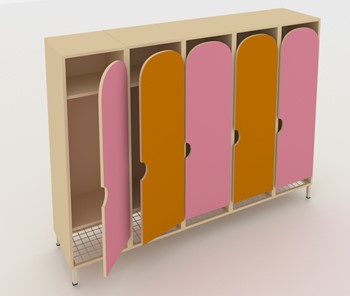 Детский шкаф ШГС5 Беж +Оранжевый + Розовый в Нижнекамске