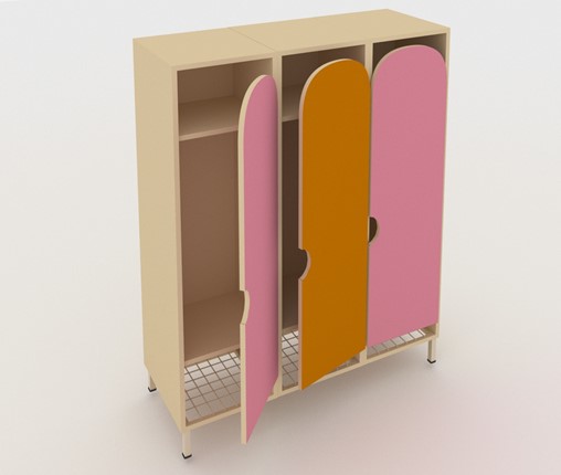 Шкаф детский распашной ШГС3 Беж + Розовый + Оранжевый в Альметьевске - изображение
