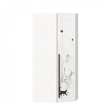 Распашной угловой шкаф Джоли 45 ЛД 535.030, Серый шелк в Казани - изображение