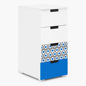 Тумба с ящиками Svogen 4 ящика, сине-белый/соты синие в Нижнекамске