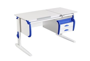 Растущий стол Дэми 1/75-40 (СУТ.25) + Tumba 3  белый/белый/Синий в Альметьевске