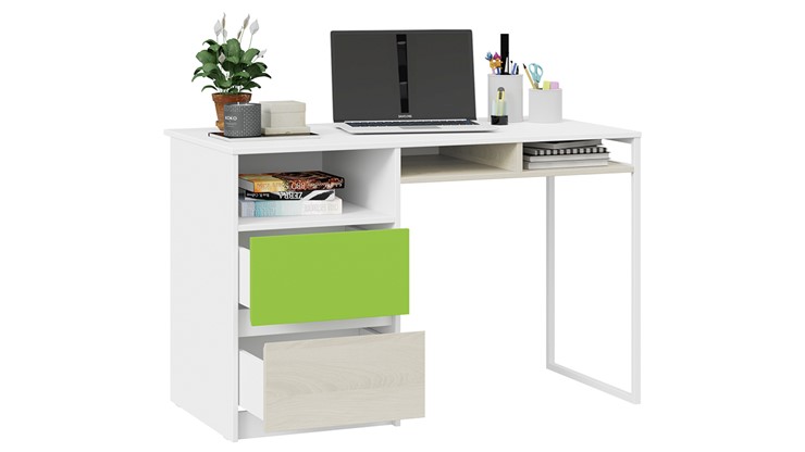 Письменный стол Сканди СМ-386.15.02-20 (Дуб Гарден, Белая, Зеленый) в Альметьевске - изображение 1