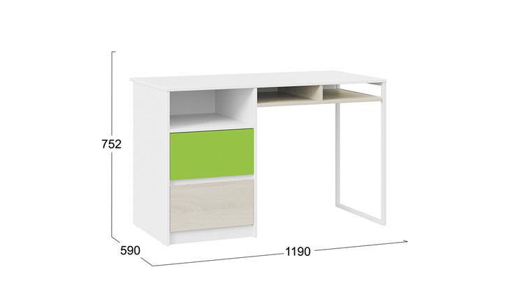 Письменный стол Сканди СМ-386.15.02-20 (Дуб Гарден, Белая, Зеленый) в Альметьевске - изображение 4
