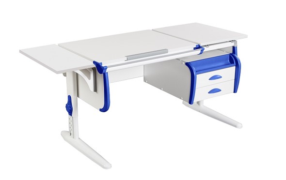 Растущий стол 1/75-40 (СУТ.25) + Polka_b 1/550 + Tumba 3 белый/белый/Синий в Альметьевске - изображение
