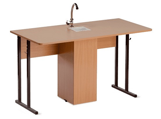 Детский стол 2-местный для кабинета химии Стандарт 6, Пластик Бук/Коричневый в Альметьевске - изображение