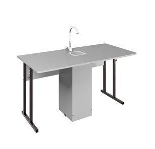 Детский стол 2-местный для кабинета химии Стандарт 7, Пластик Серый/Коричневый в Набережных Челнах