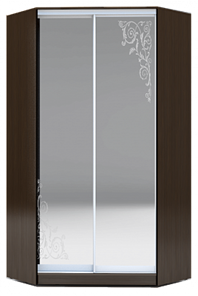 Шкаф угловой 2400х1103, ХИТ У-24-4-66-09, орнамент, 2 зеркалами, венге в Нижнекамске