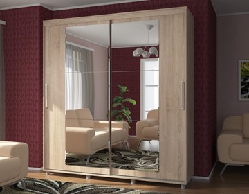 Шкаф 2-х дверный Комфорт №12 2.0 с прямоугольными зеркалами в Казани