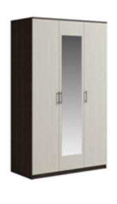 Шкаф 3 двери Светлана, с зеркалом, венге/дуб молочный в Казани