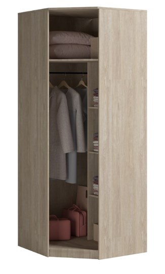 Угловой шкаф Светлана, с зеркалом, белый/дуб сонома в Набережных Челнах - изображение 1