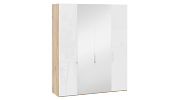 Шкаф для одежды Эмбер СМ-348.07.013 (Яблоня Беллуно/Белый глянец) в Альметьевске