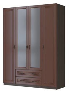 Четырехстворчатый шкаф Кантри, лак орех ШР-4, с 2мя зеркалами в Набережных Челнах