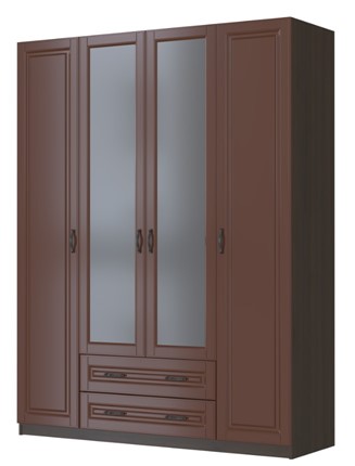 Четырехстворчатый шкаф Кантри, лак орех ШР-4, с 2мя зеркалами в Нижнекамске - изображение