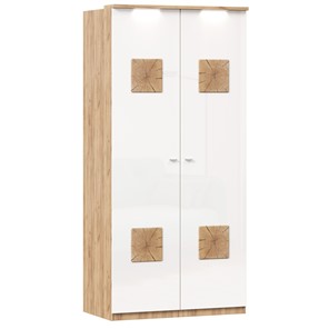 Шкаф двухстворчатый Фиджи с декоративными накладками 659.237, цвет белый в Казани