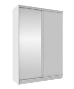 Шкаф 2-х створчатый 1600 Домашний Зеркало/ЛДСП, Белый в Набережных Челнах