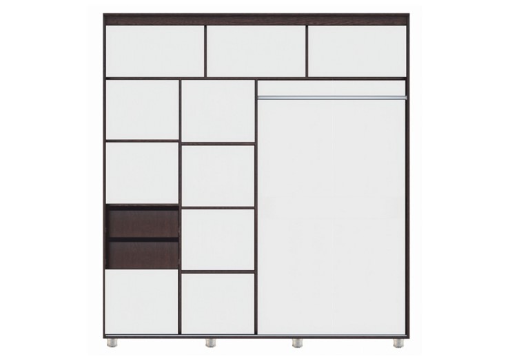 Шкаф 2-х створчатый Комфорт №12 2.0 с фигурными зеркалами, Ясень анкор светлый в Нижнекамске - изображение 1