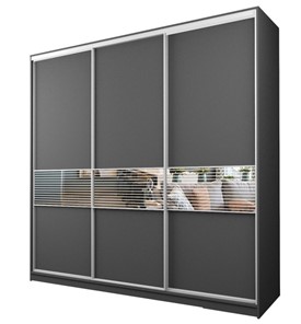 Шкаф 3-х дверный MAX МШ-27-6-24-333, Профиль Белый/Цвет Графит/с зеркальной вставкой с рисунком в Альметьевске