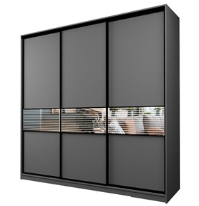 Шкаф 3-х дверный MAX МШ-27-6-27/2-333, Профиль Черный/Цвет Графит/с зеркальной вставкой с рисунком в Нижнекамске
