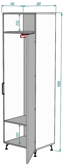 Шкаф одностворчатый Лофт H38, ДВ-Графит в Набережных Челнах - изображение 1