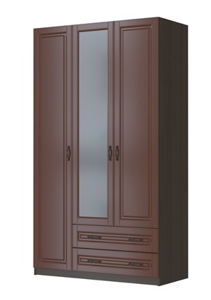 Трехстворчатый шкаф Кантри лак орех ШР-3, с 1 зеркалом в Нижнекамске - изображение