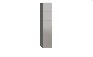 Распашной шкаф Наоми с зеркальной дверью левый, цвет Фон серый, Джут СМ-208.07.02 L в Нижнекамске - предосмотр