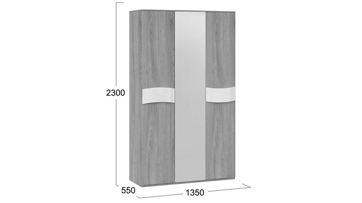 Шкаф трехстворчатый Миранда (Дуб Гамильтон/Белый глянец) в Альметьевске - изображение 1