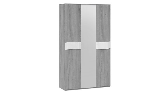 Шкаф трехстворчатый Миранда (Дуб Гамильтон/Белый глянец) в Альметьевске - изображение