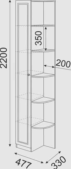 Угловой шкаф-стеллаж Беатрис М13 левый (Орех Гепланкт) в Набережных Челнах - изображение 3