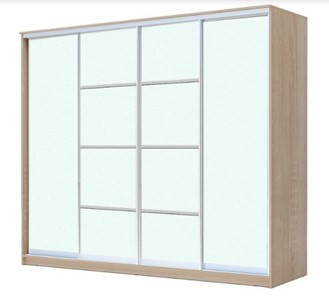 Шкаф 4-х дверный ХИТ 22-24/2-8888, с матовым стеклом, разделительные планки х2, Дуб сонома в Нижнекамске